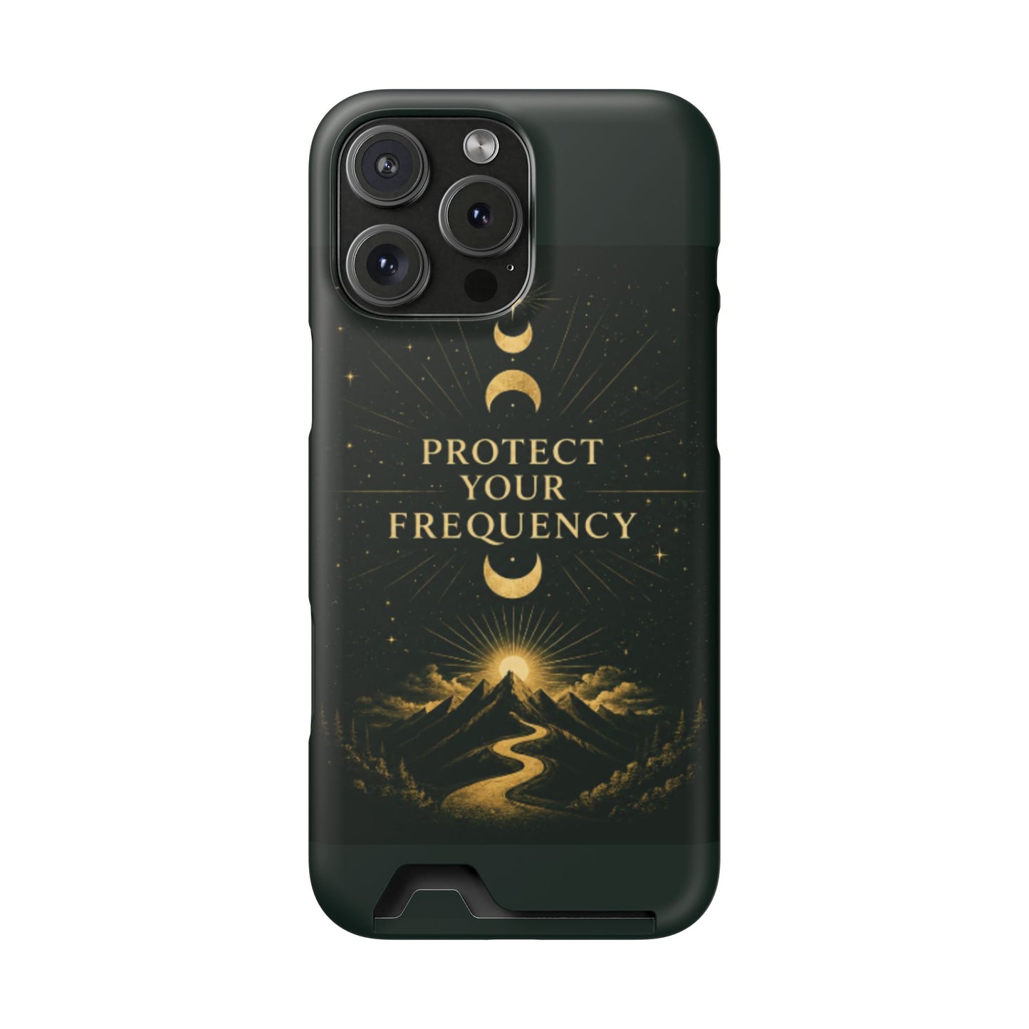Protégez votre fréquence – Étui de téléphone avec porte-cartes Moon & Mountain
