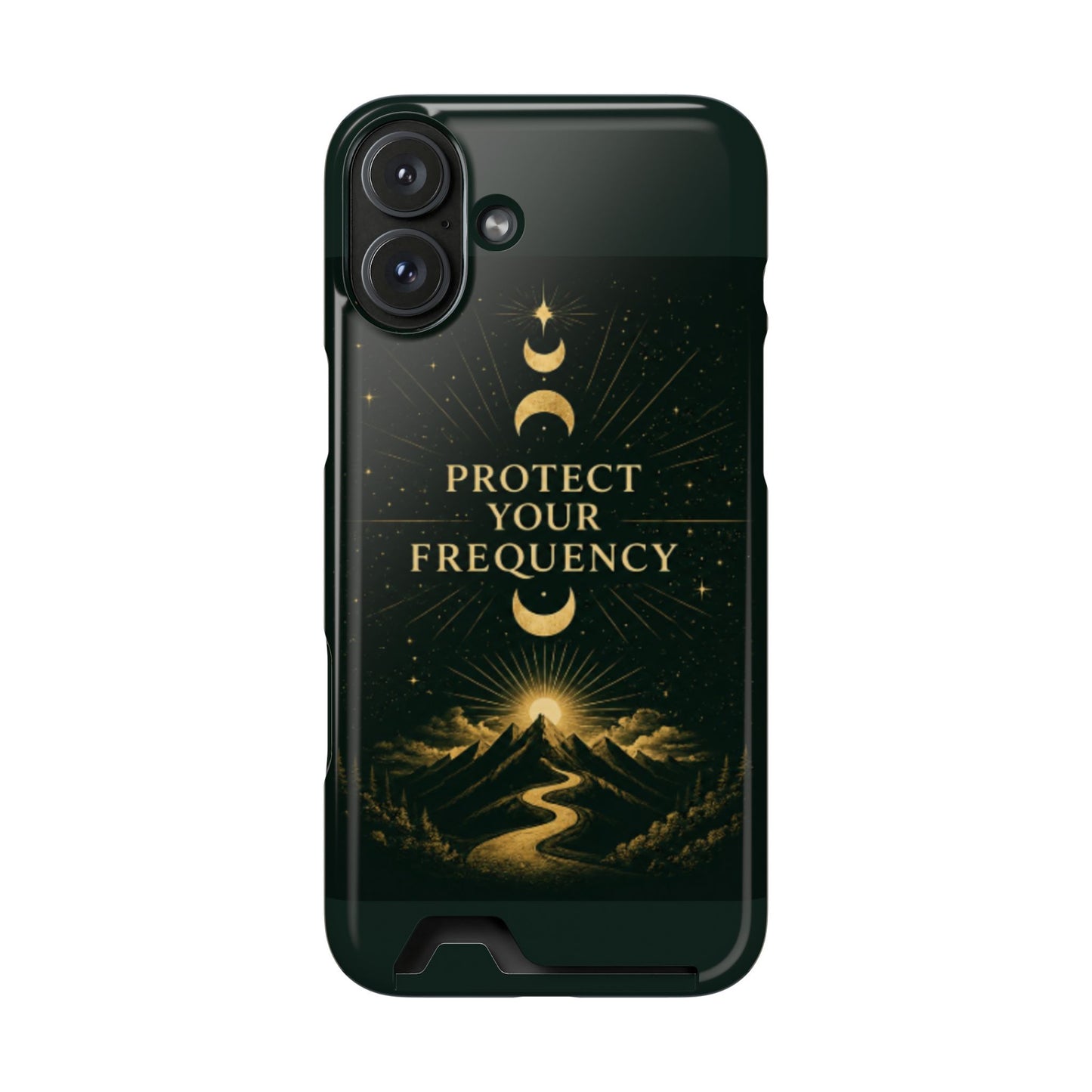 Protégez votre fréquence – Étui de téléphone avec porte-cartes Moon & Mountain