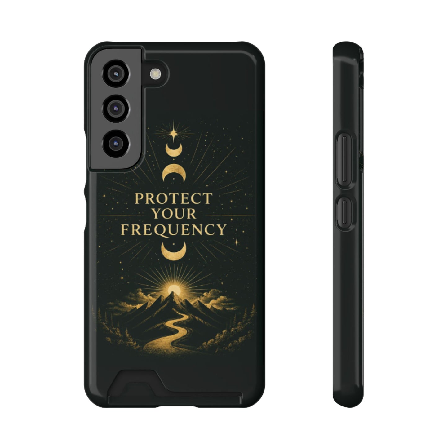Protégez votre fréquence – Étui de téléphone avec porte-cartes Moon & Mountain