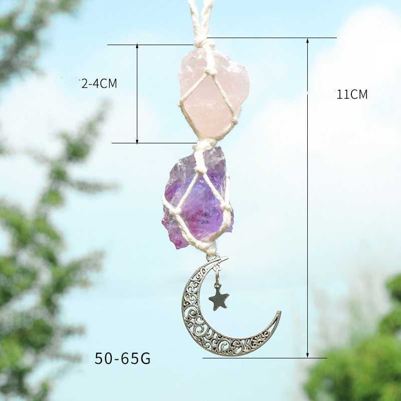 Crystal Moon & Star Hanging Pendant | Healing Energy Ornament