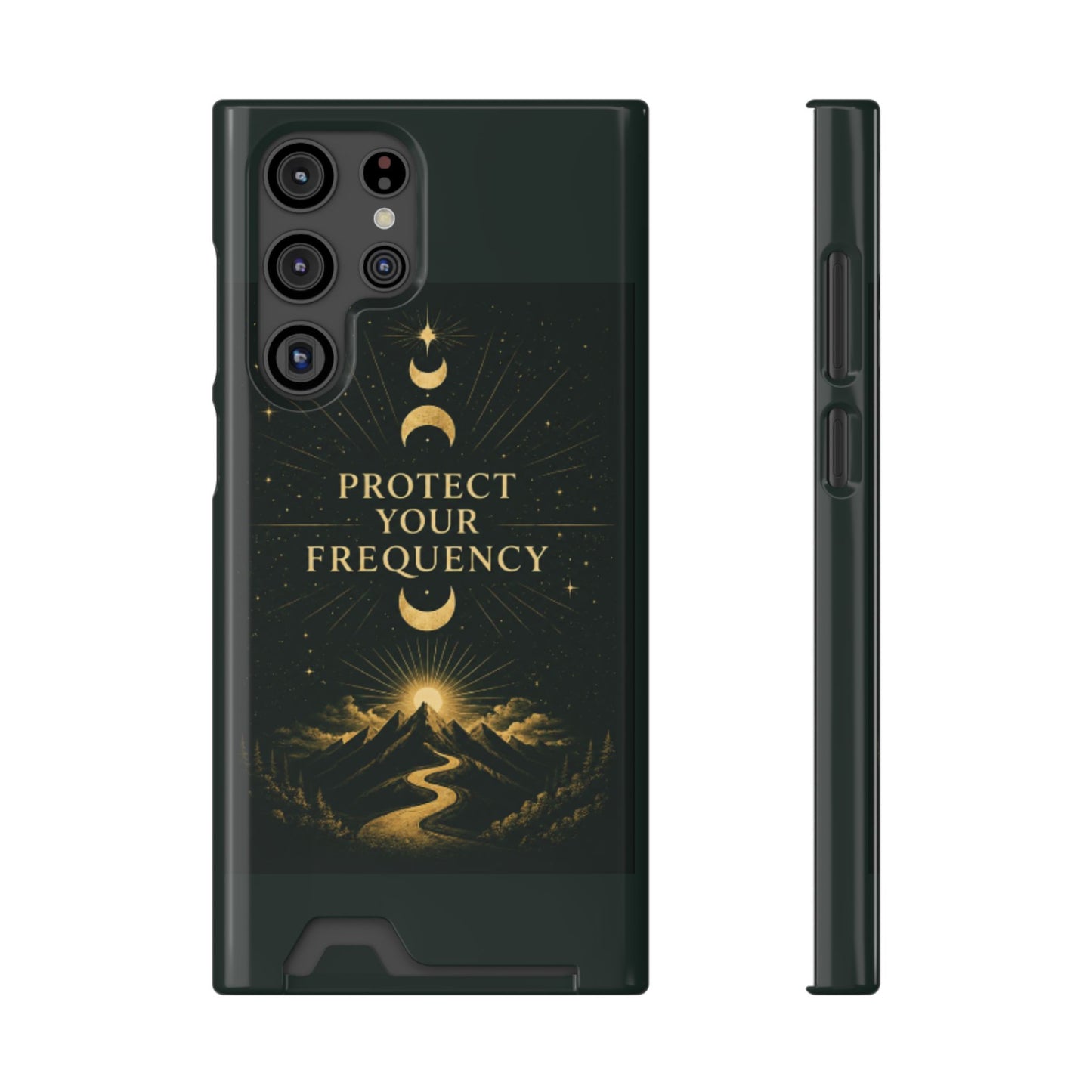 Protégez votre fréquence – Étui de téléphone avec porte-cartes Moon & Mountain