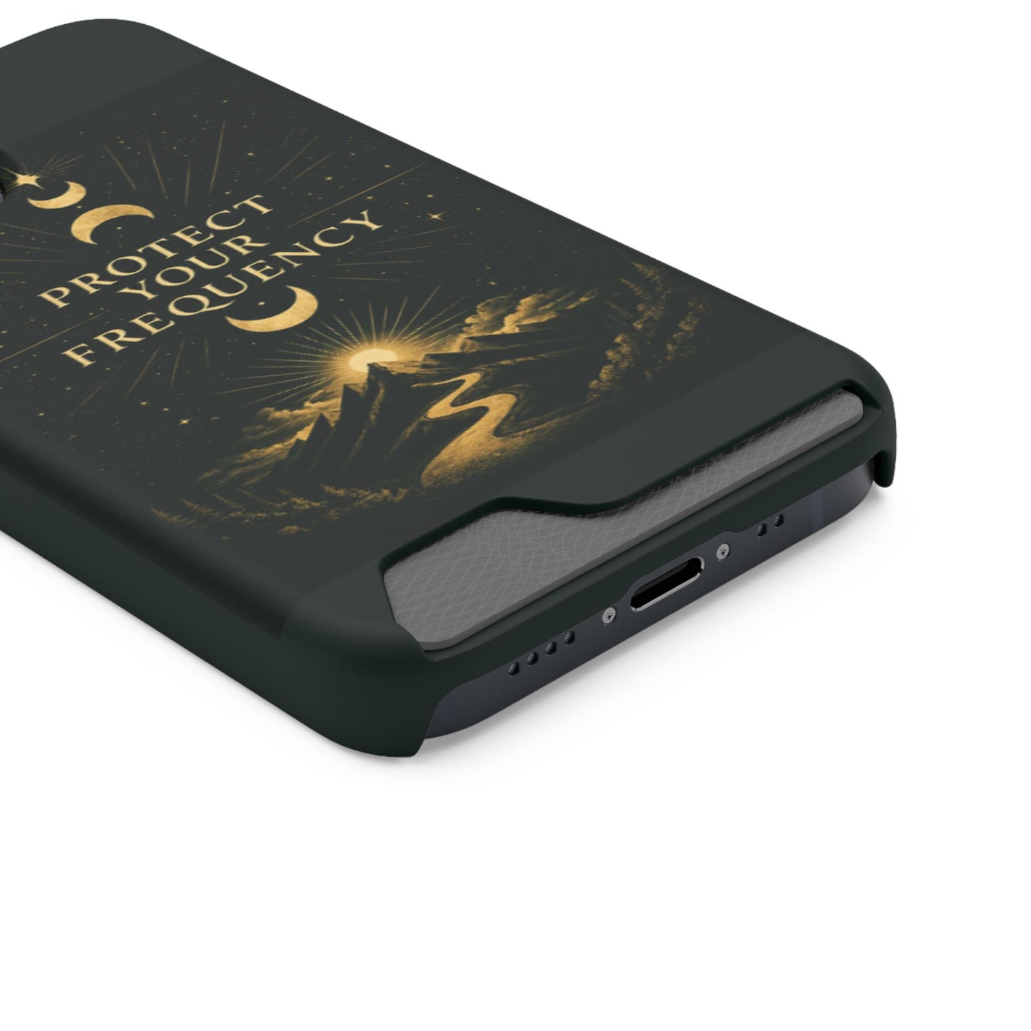 Protégez votre fréquence – Étui de téléphone avec porte-cartes Moon & Mountain