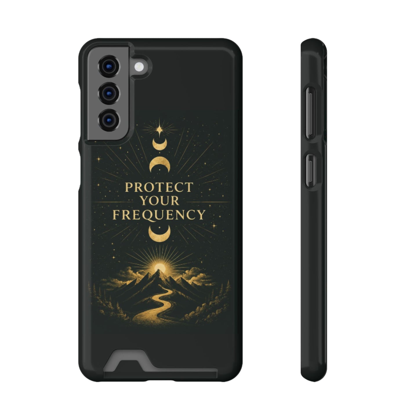 Protégez votre fréquence – Étui de téléphone avec porte-cartes Moon & Mountain