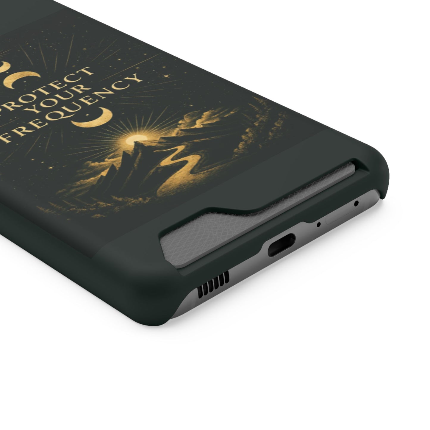Protégez votre fréquence – Étui de téléphone avec porte-cartes Moon & Mountain