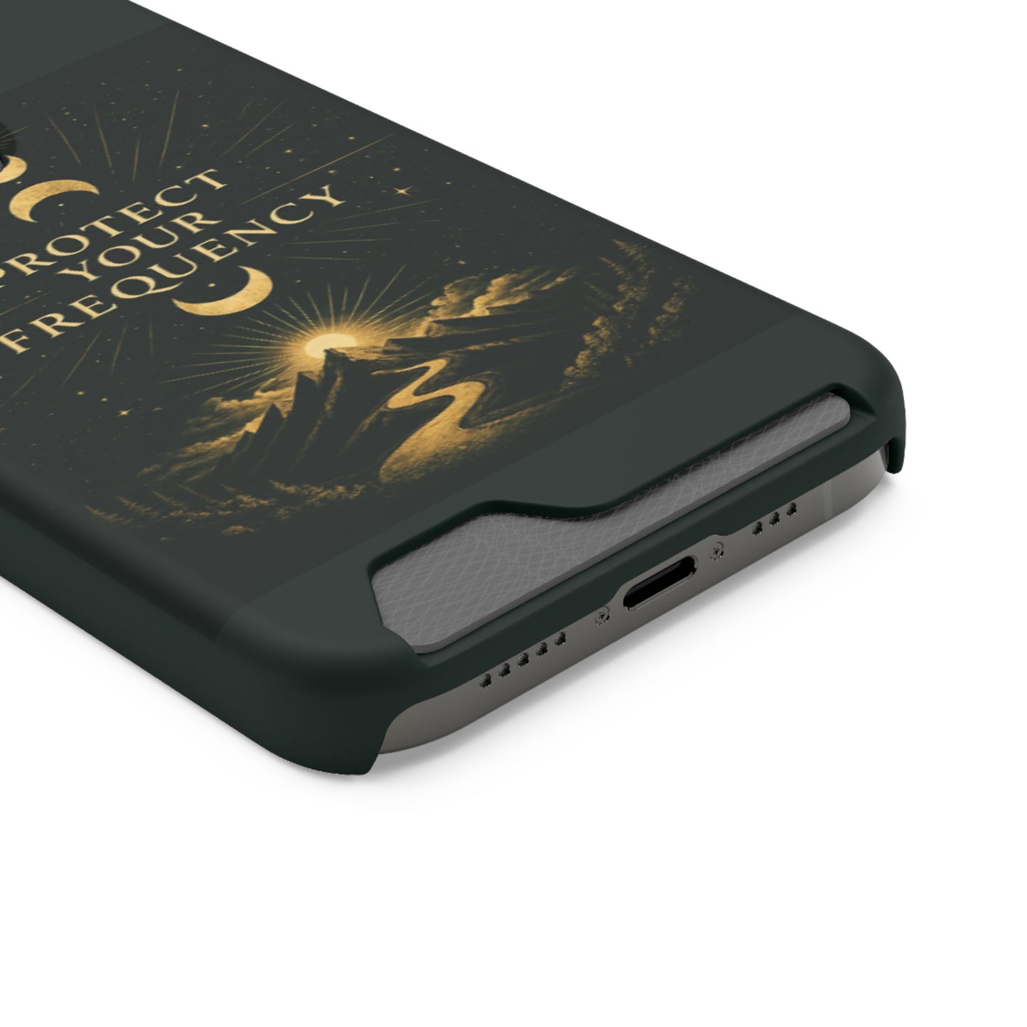 Protégez votre fréquence – Étui de téléphone avec porte-cartes Moon & Mountain