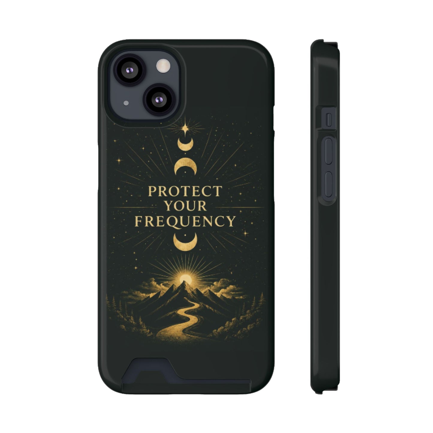 Protégez votre fréquence – Étui de téléphone avec porte-cartes Moon & Mountain