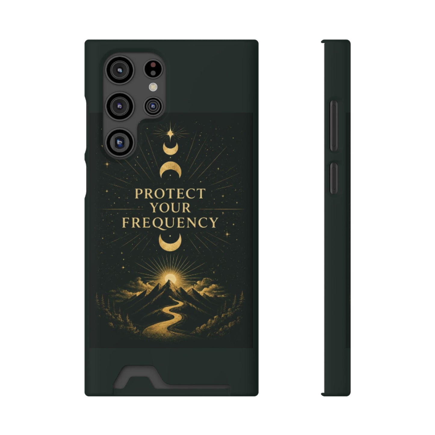 Protégez votre fréquence – Étui de téléphone avec porte-cartes Moon & Mountain
