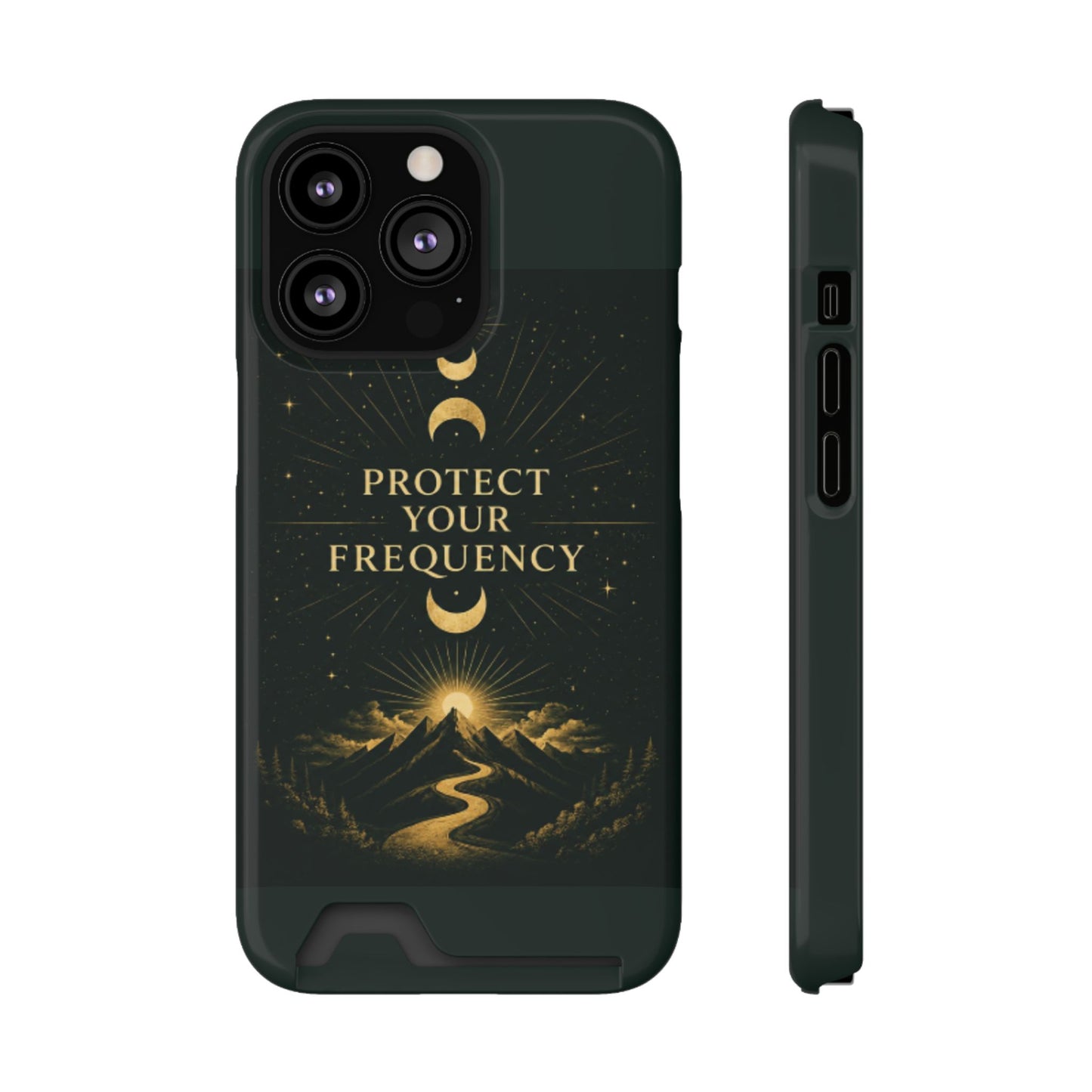Protégez votre fréquence – Étui de téléphone avec porte-cartes Moon & Mountain