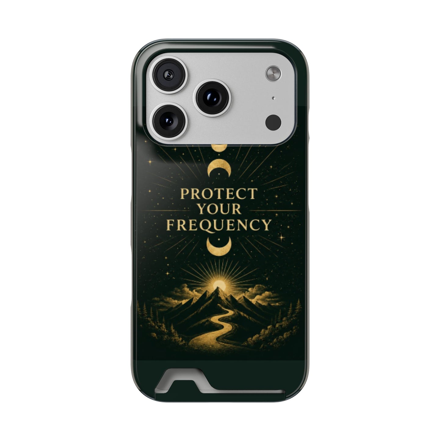 Protégez votre fréquence – Étui de téléphone avec porte-cartes Moon & Mountain