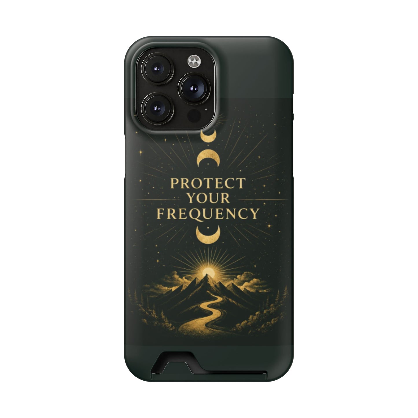Protégez votre fréquence – Étui de téléphone avec porte-cartes Moon & Mountain