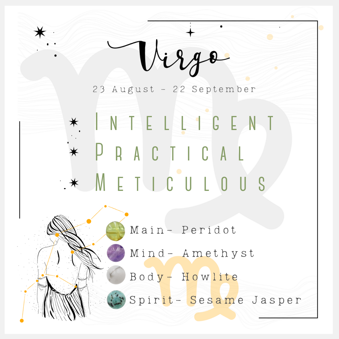 Virgo Crystal & Baltic Amber Bracelet | Zodiac Beaded Bracelet