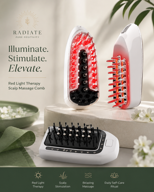 Electric Massage Comb | Portable Vibration Hair Care Tool with Red Light & Microcurrent