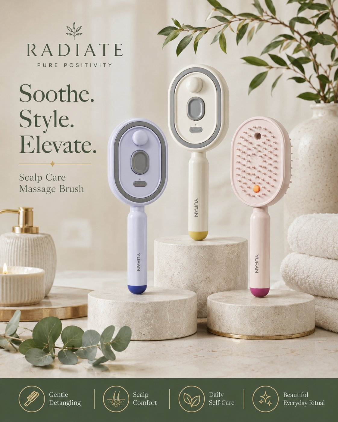 Electric Massage Brush | Mist Spray Steam Hair Brush with Essential Oil Atomisation