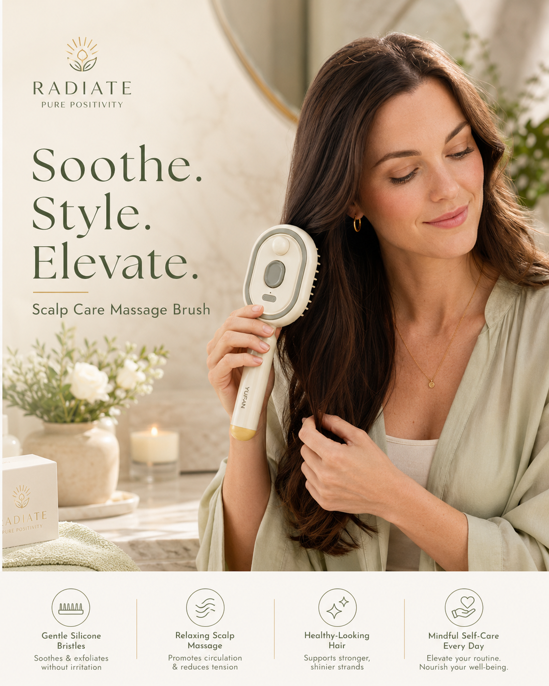 Electric Massage Brush | Mist Spray Steam Hair Brush with Essential Oil Atomisation