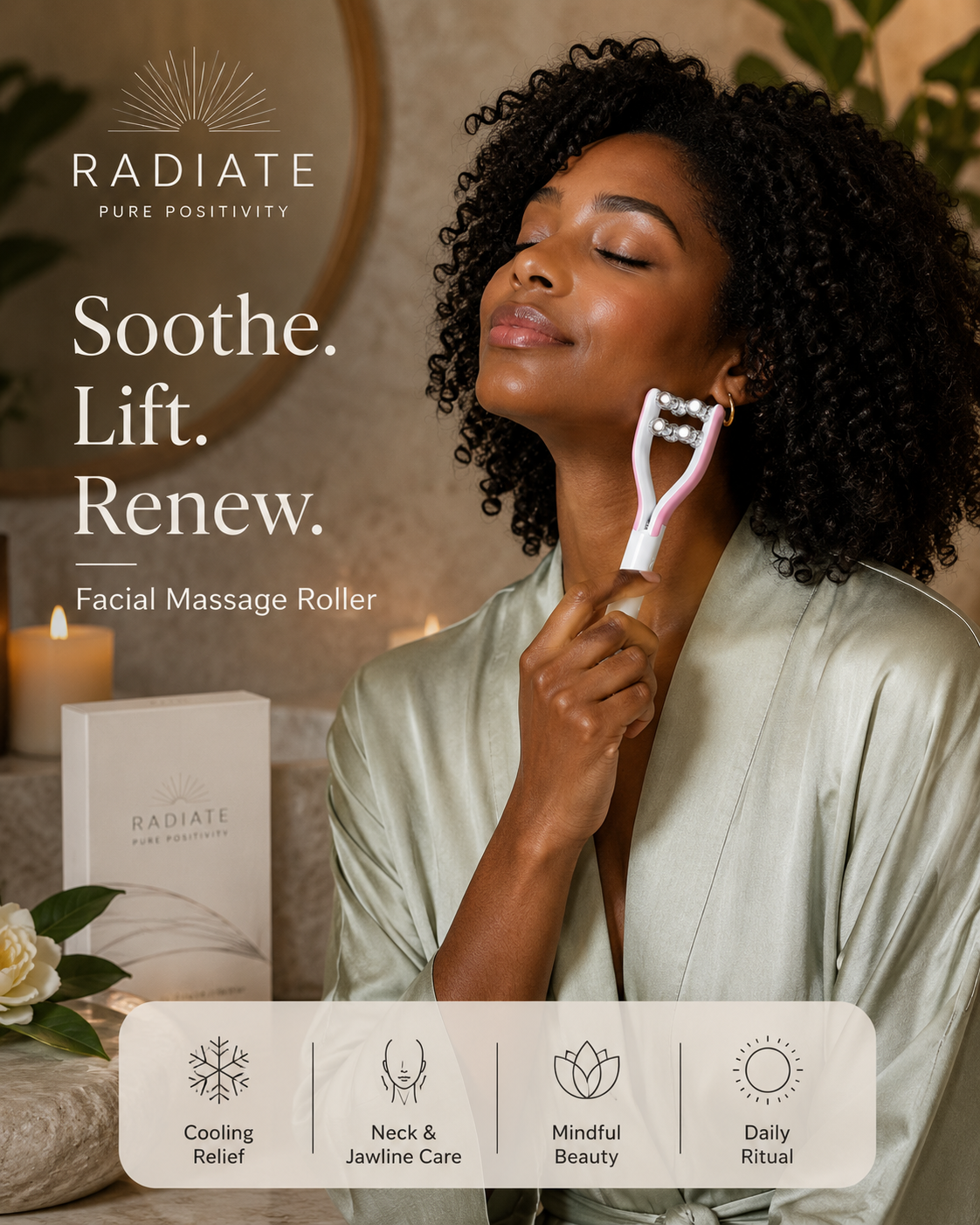 Gua Sha Face Massager | Microcurrent V-Shape Face Lift & Slimming Roller