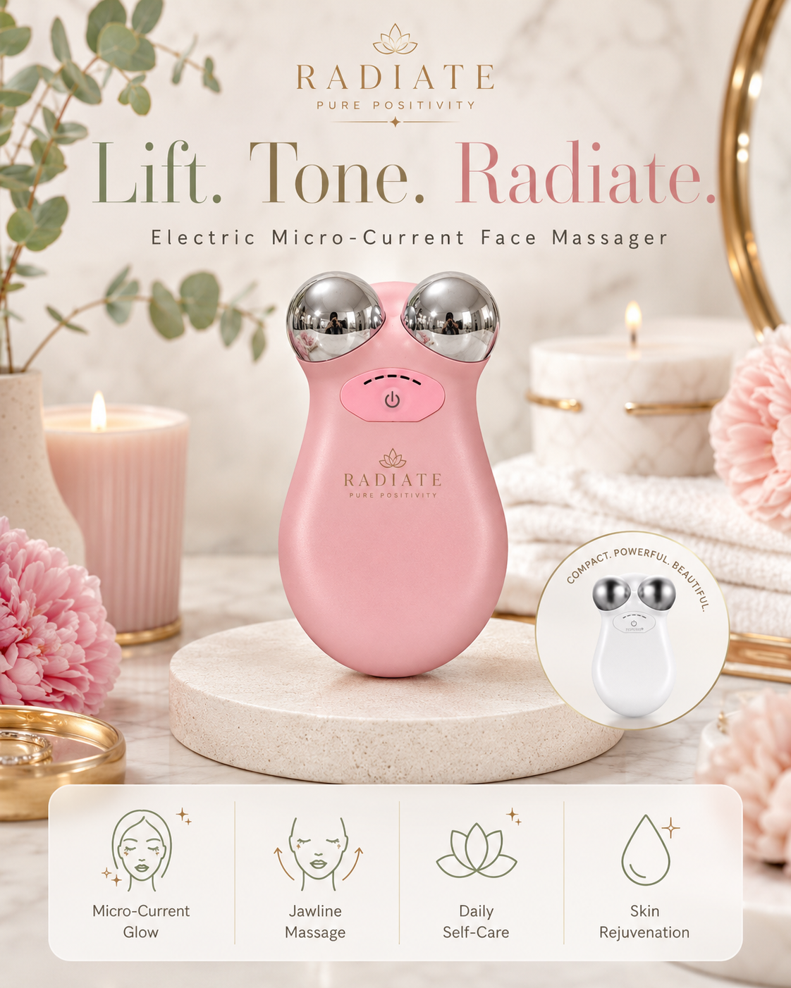 Microcurrent Facial Device | EMS Facial Toning Device for Firming & Wrinkle Reduction