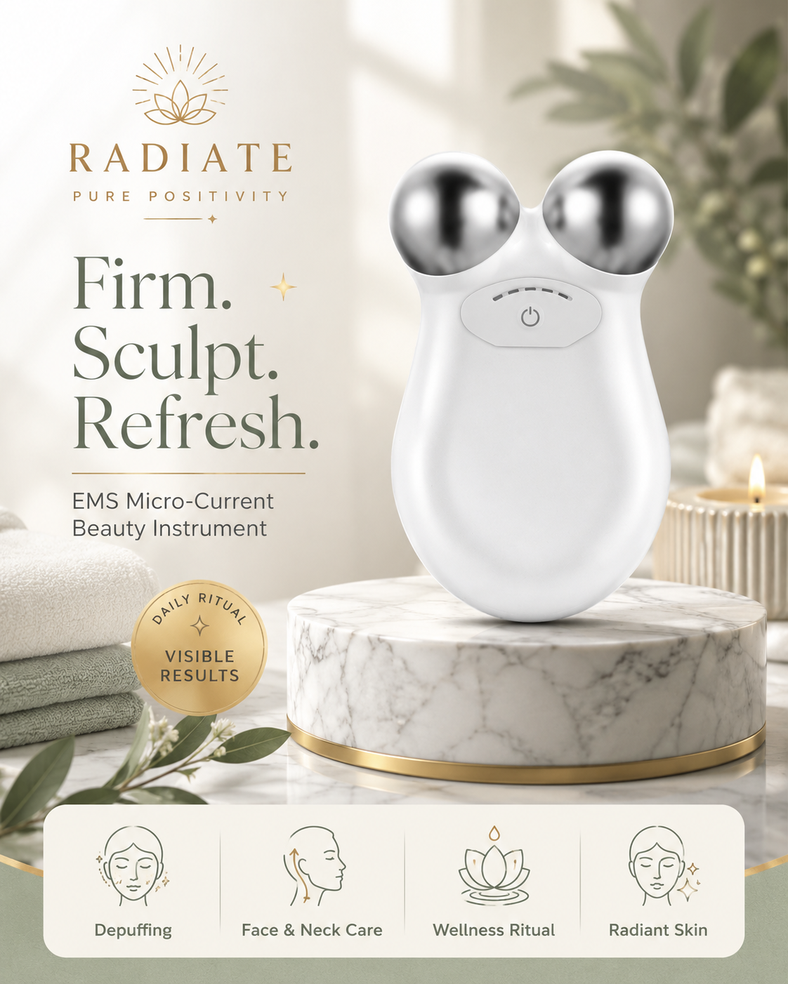 Microcurrent Facial Device | EMS Facial Toning Device for Firming & Wrinkle Reduction