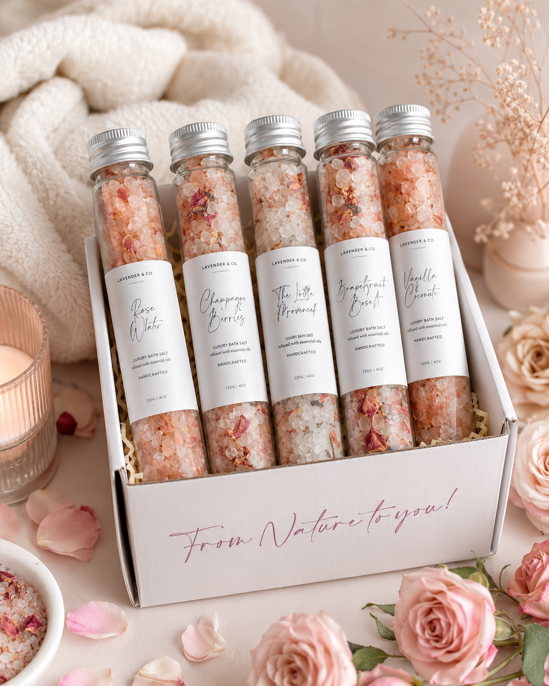 Bath Salts with Dried Flowers | Botanical Bubble Bath Bombs Alternative for a Spa Soak