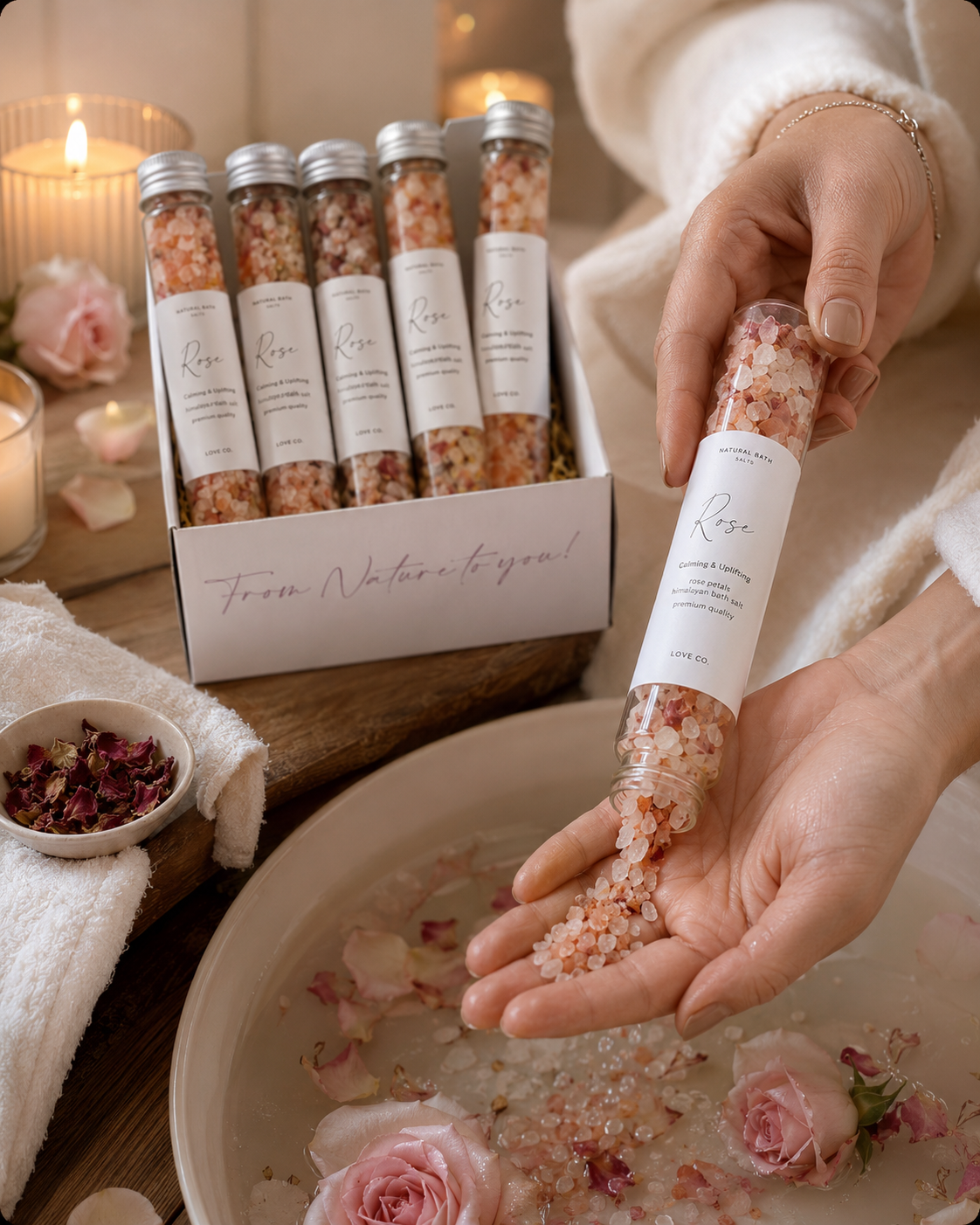Bath Salts with Dried Flowers | Botanical Bubble Bath Bombs Alternative for a Spa Soak