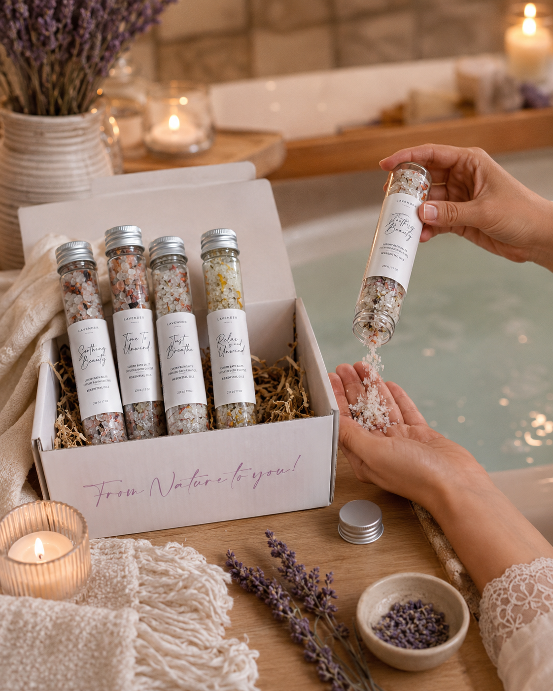 Bath Salts with Dried Flowers | Botanical Bubble Bath Bombs Alternative for a Spa Soak