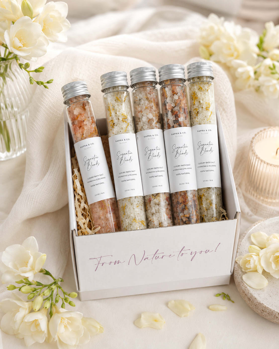 Bath Salts with Dried Flowers | Botanical Bubble Bath Bombs Alternative for a Spa Soak