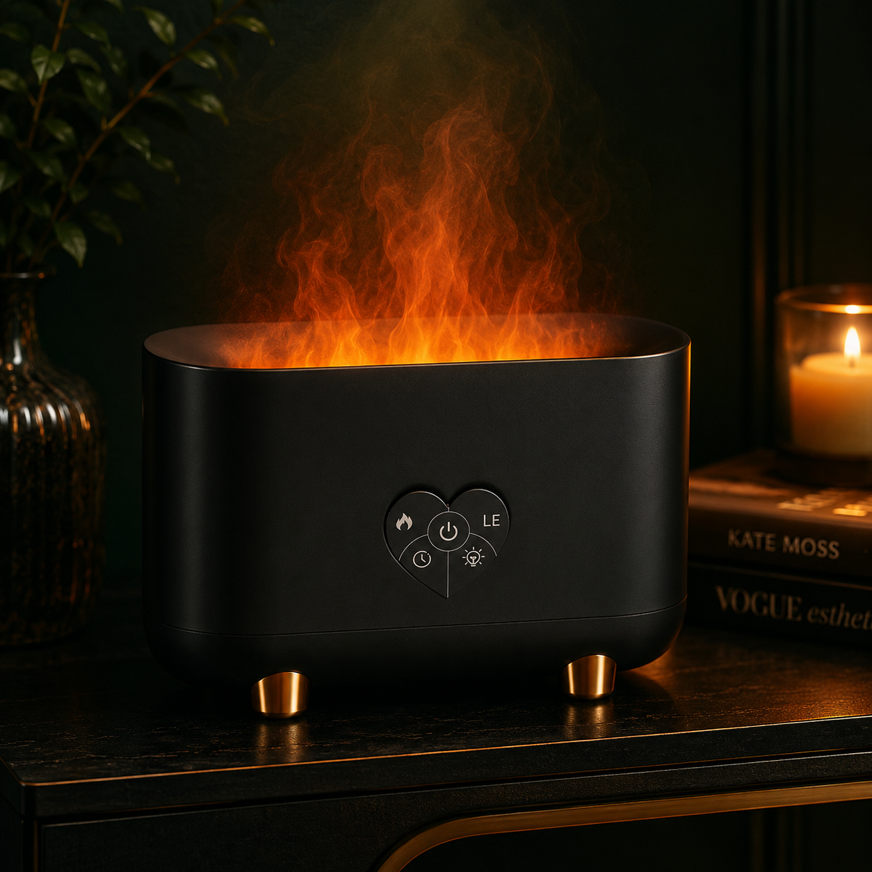 Ultrasonic Humidifier | Flame Effect Air Humidifier & Natural Oil Diffuser