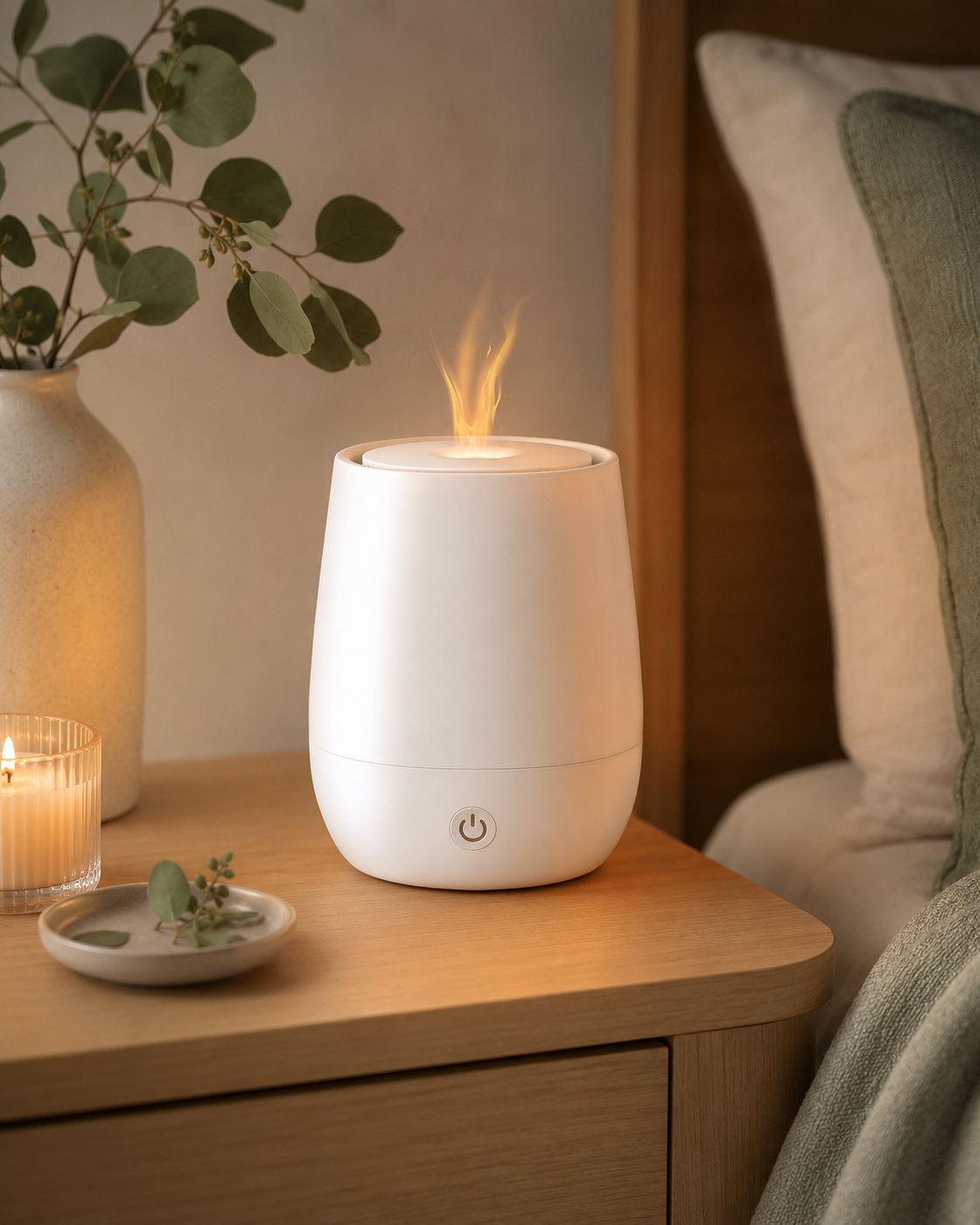 Mini Natural Oil Diffuser | Compact Flame Ultrasonic Humidifier for Desk & Bedroom