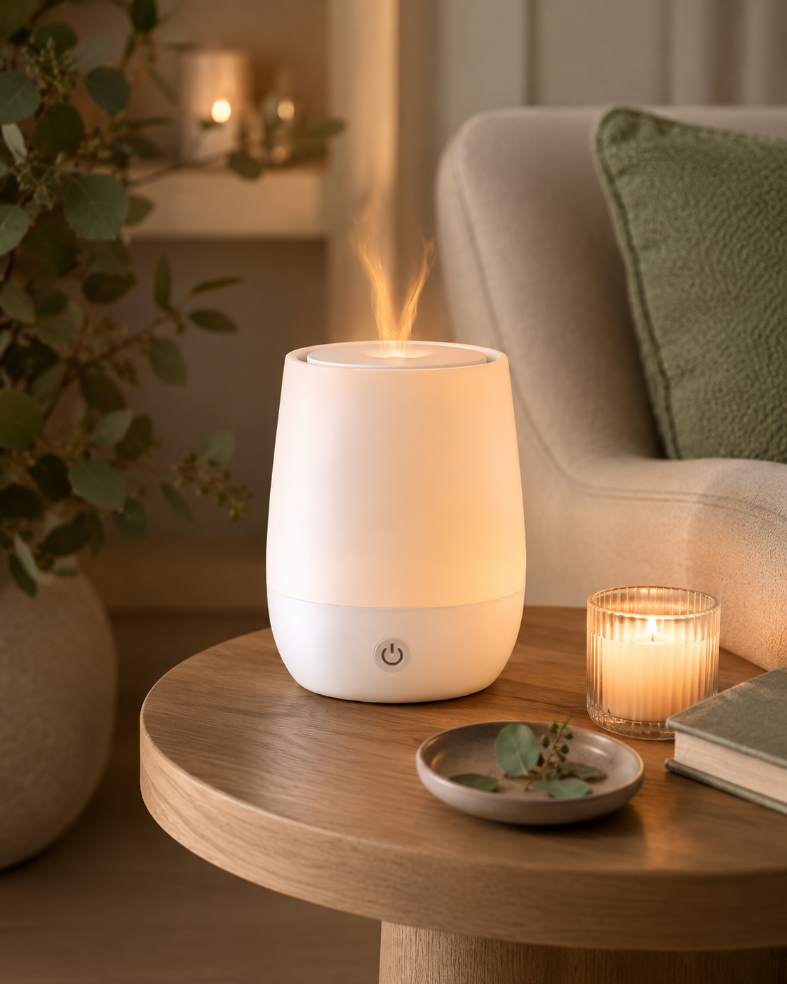 Mini Natural Oil Diffuser | Compact Flame Ultrasonic Humidifier for Desk & Bedroom