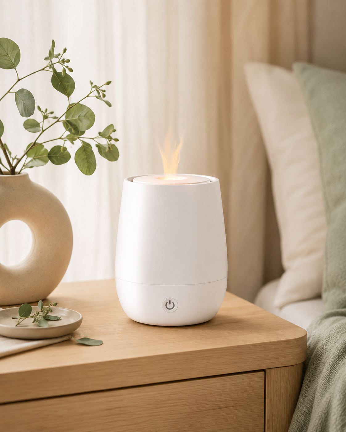 Mini Natural Oil Diffuser | Compact Flame Ultrasonic Humidifier for Desk & Bedroom