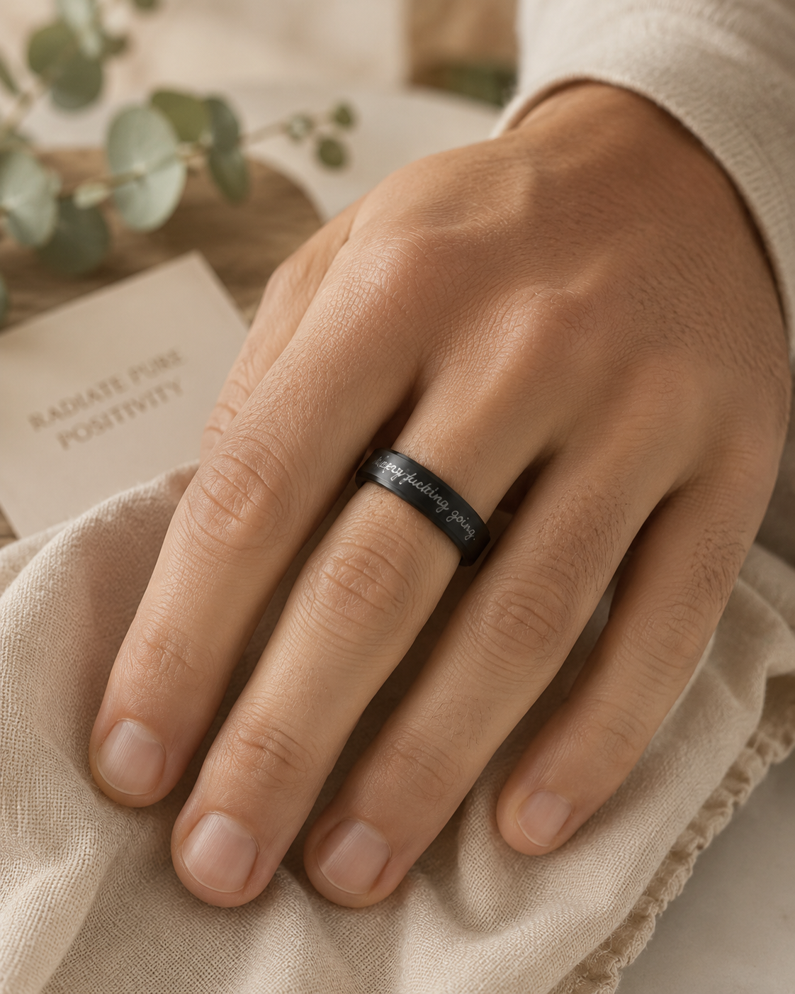 Keep F***ing Going — Titanium Steel Affirmation Spinner Ring