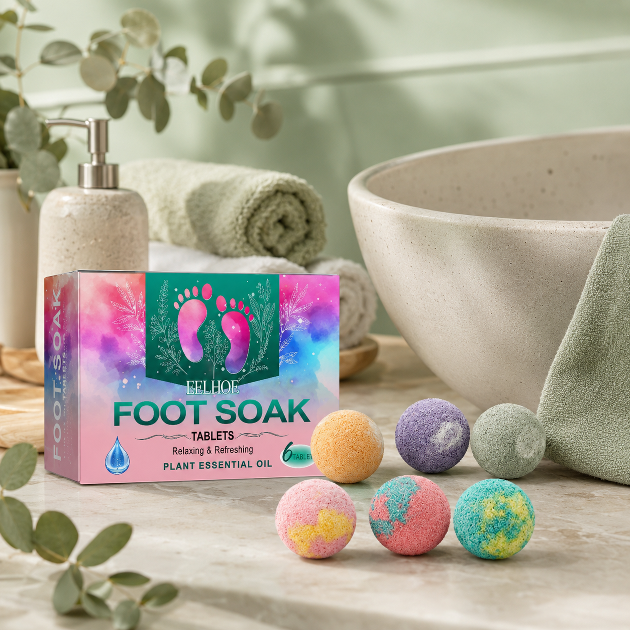 Ginger Foot Soak Bath Bombs – 6pc Spa Set for Tired Feet