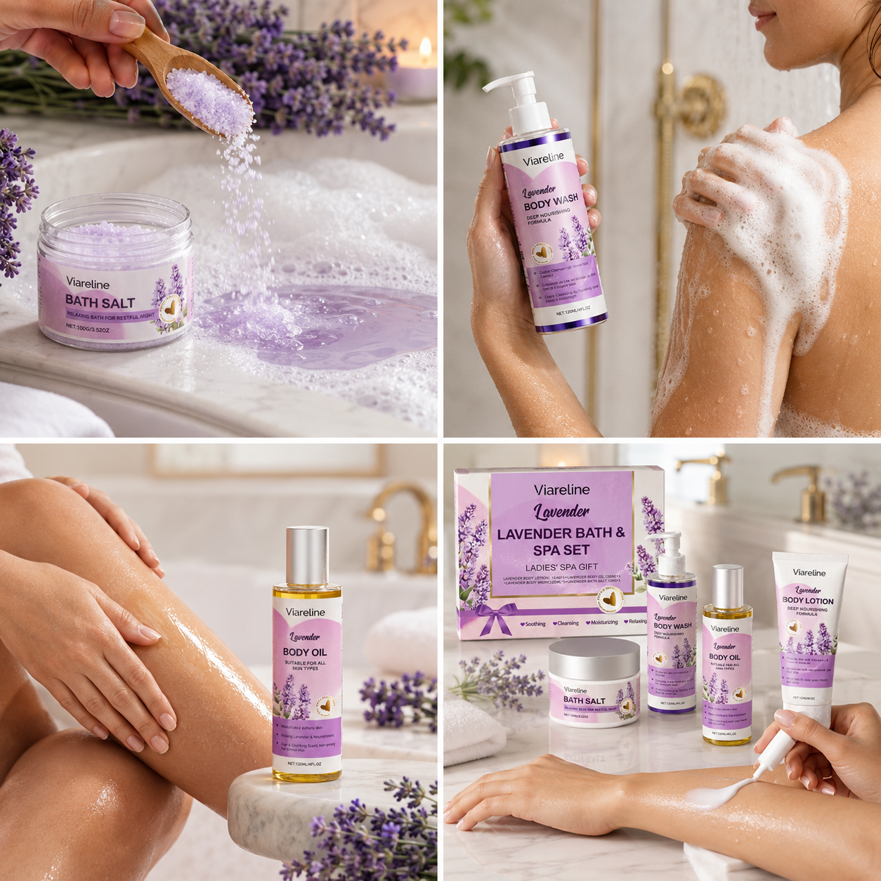 Lavender Spa Gift Set – Bath, Body & Shower Collection