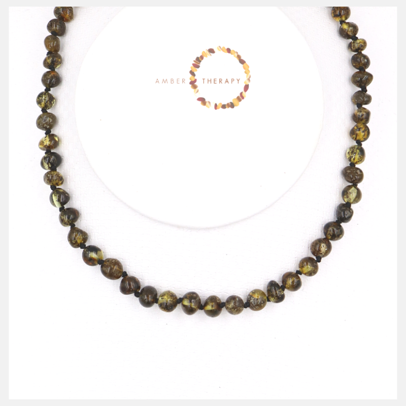 Earth Amber Necklace | Genuine Green Baltic Amber Necklace
