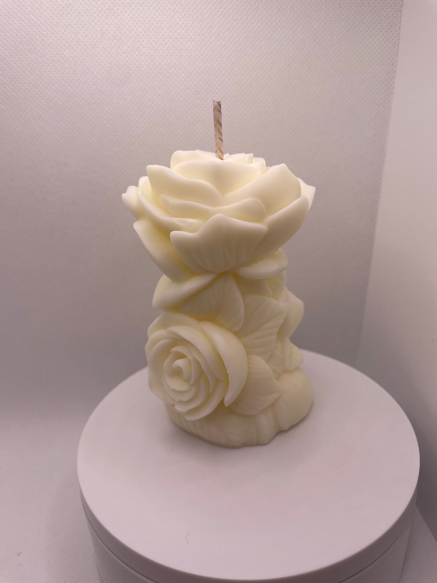 Everlasting Rose Pillar Candle | Decorative Soy Wax Floral Candle | Handmade Gift for Anniversaries & Special Occasions