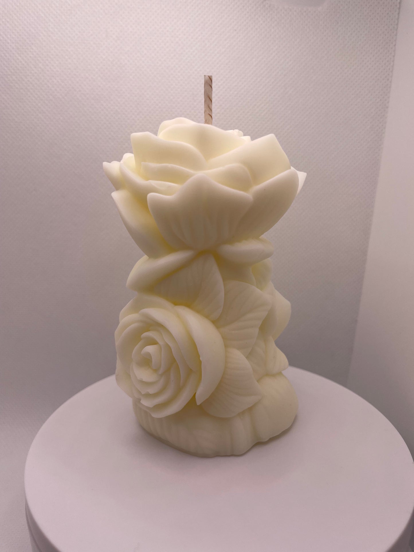 Everlasting Rose Pillar Candle | Decorative Soy Wax Floral Candle | Handmade Gift for Anniversaries & Special Occasions