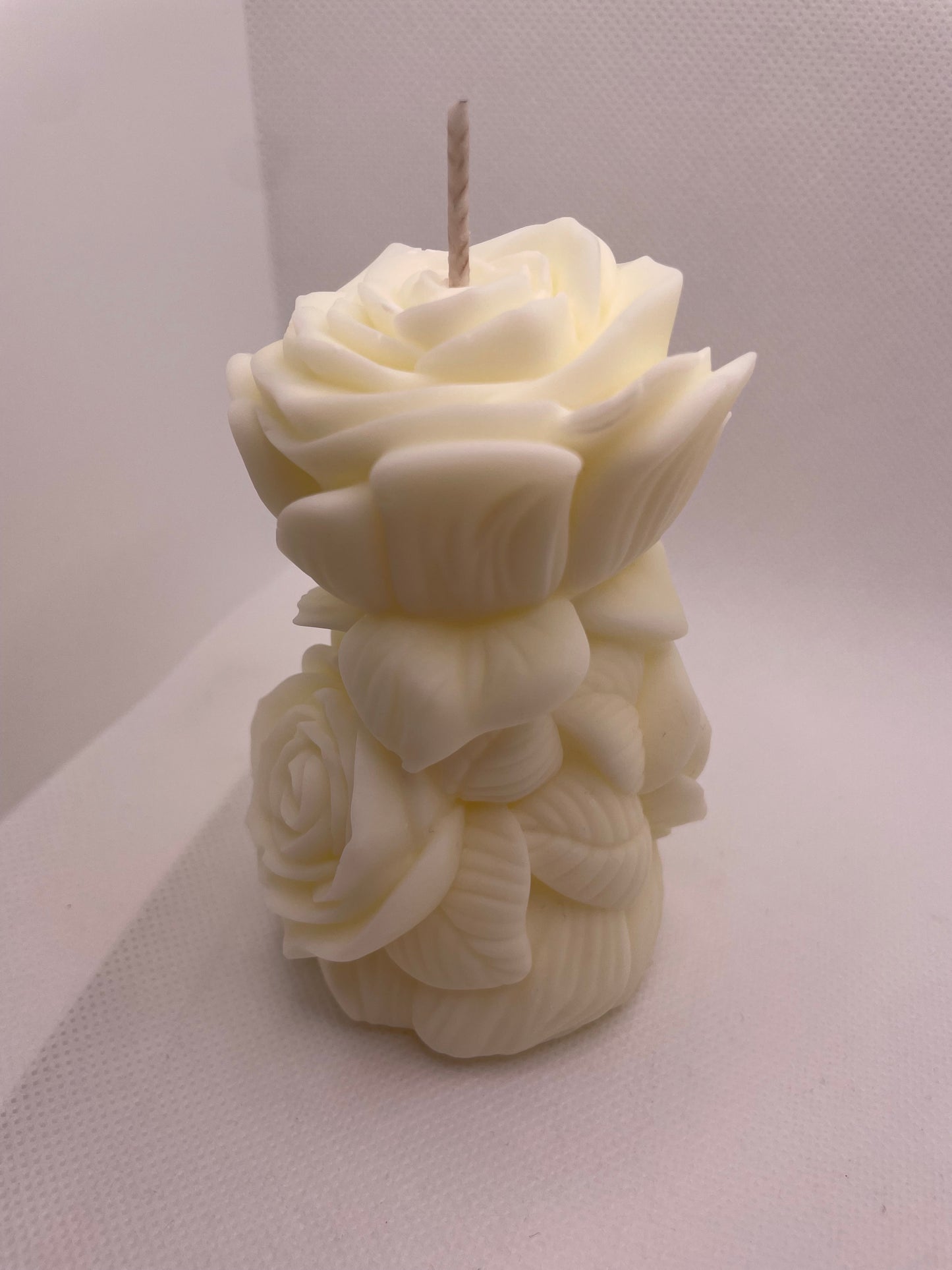 Everlasting Rose Pillar Candle | Decorative Soy Wax Floral Candle | Handmade Gift for Anniversaries & Special Occasions