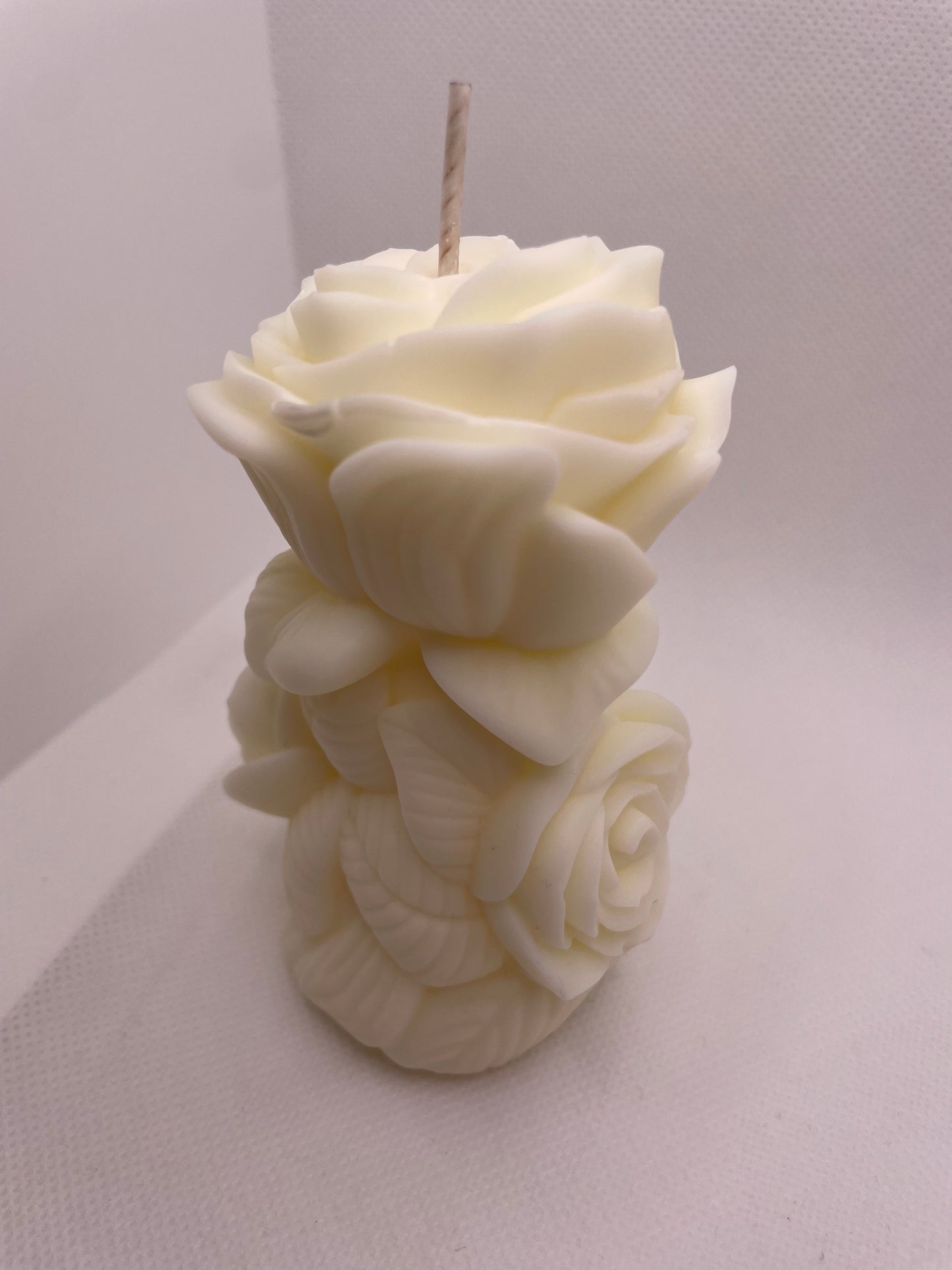 Everlasting Rose Pillar Candle | Decorative Soy Wax Floral Candle | Handmade Gift for Anniversaries & Special Occasions