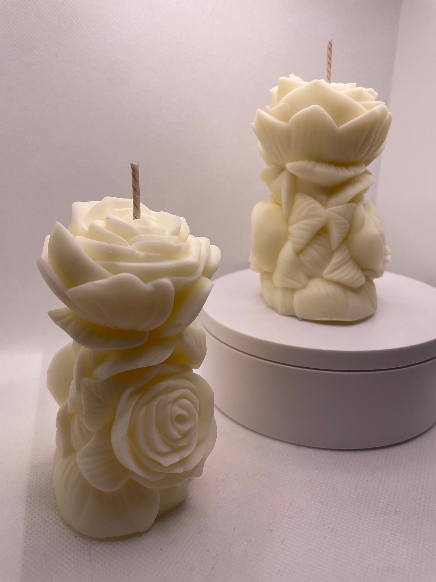 Everlasting Rose Pillar Candle | Decorative Soy Wax Floral Candle | Handmade Gift for Anniversaries & Special Occasions