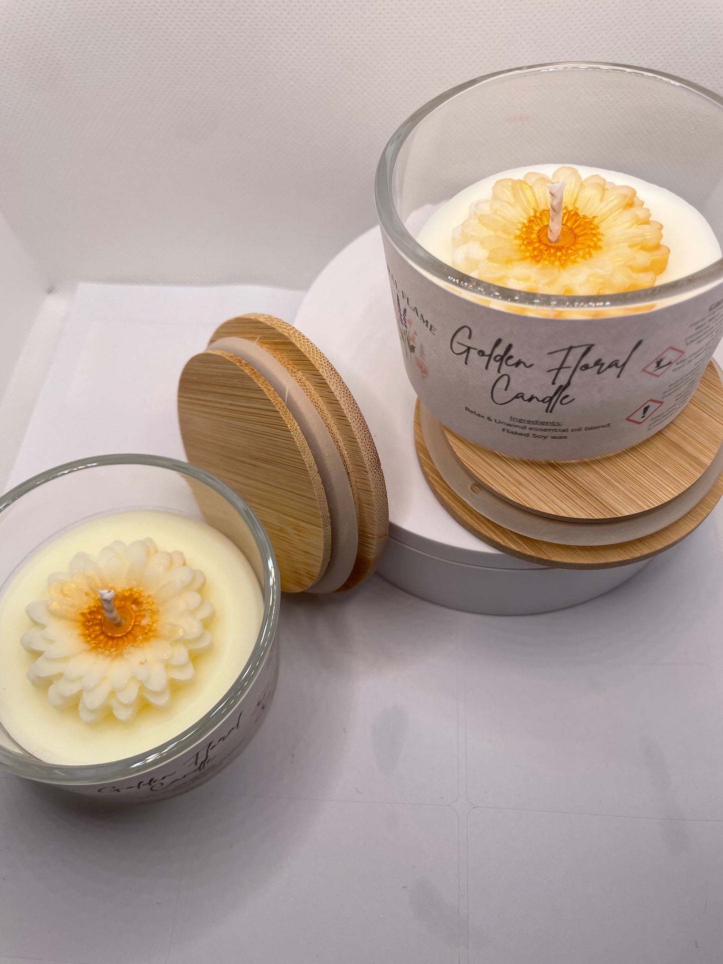Golden Floral Candle – Luxury Handcrafted Soy Wax