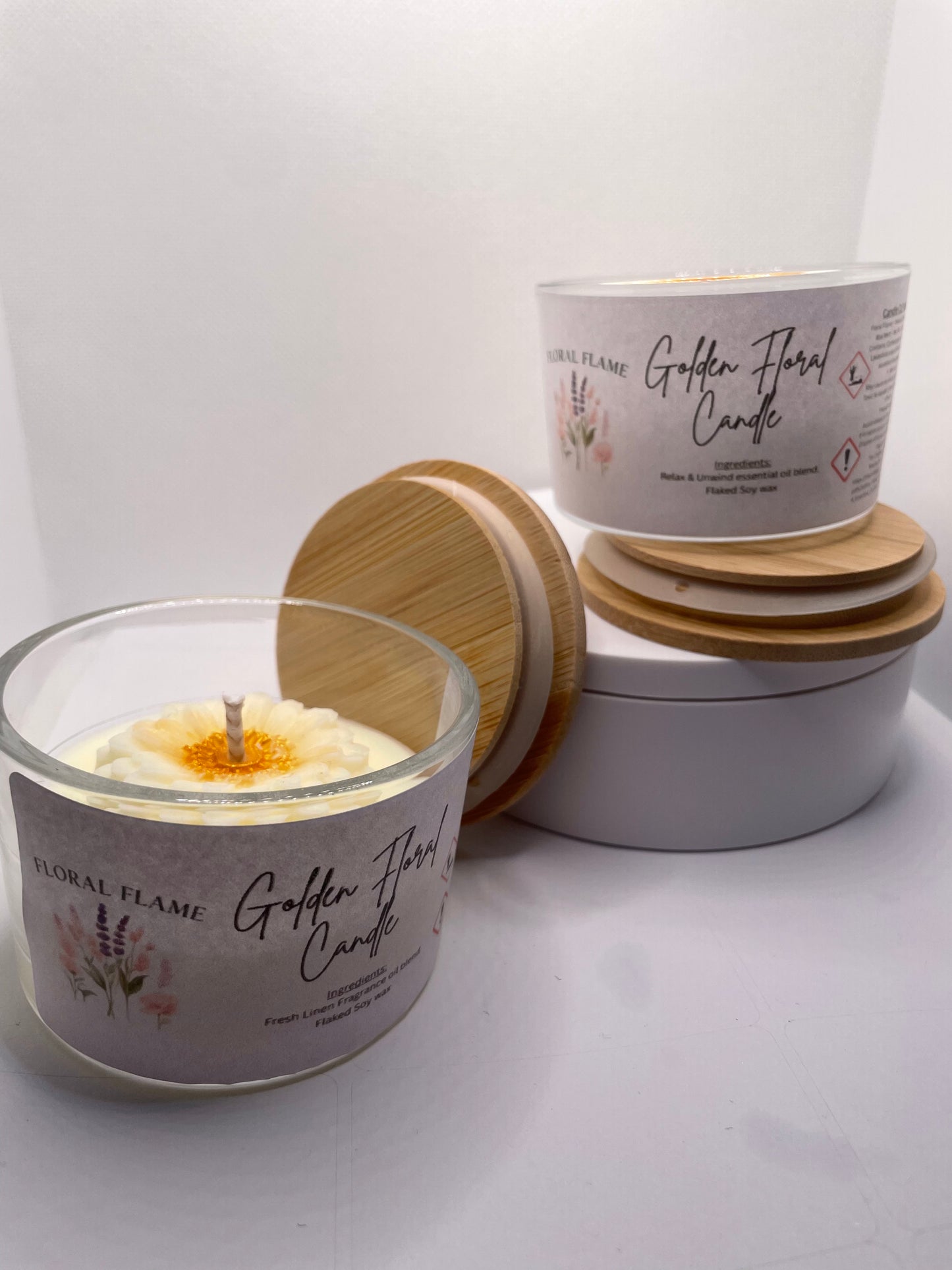 Golden Floral Candle – Luxury Handcrafted Soy Wax