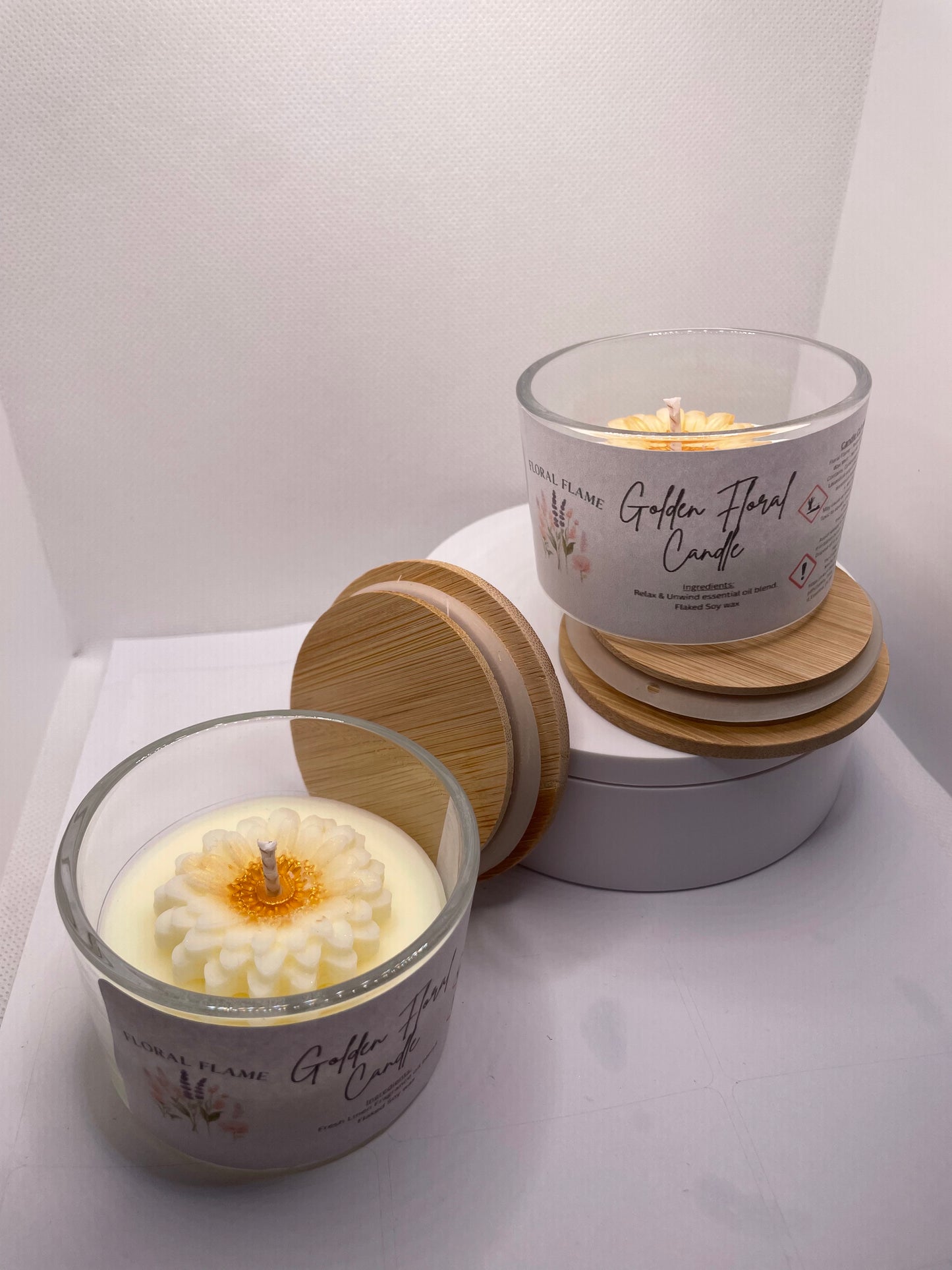 Golden Floral Candle – Luxury Handcrafted Soy Wax