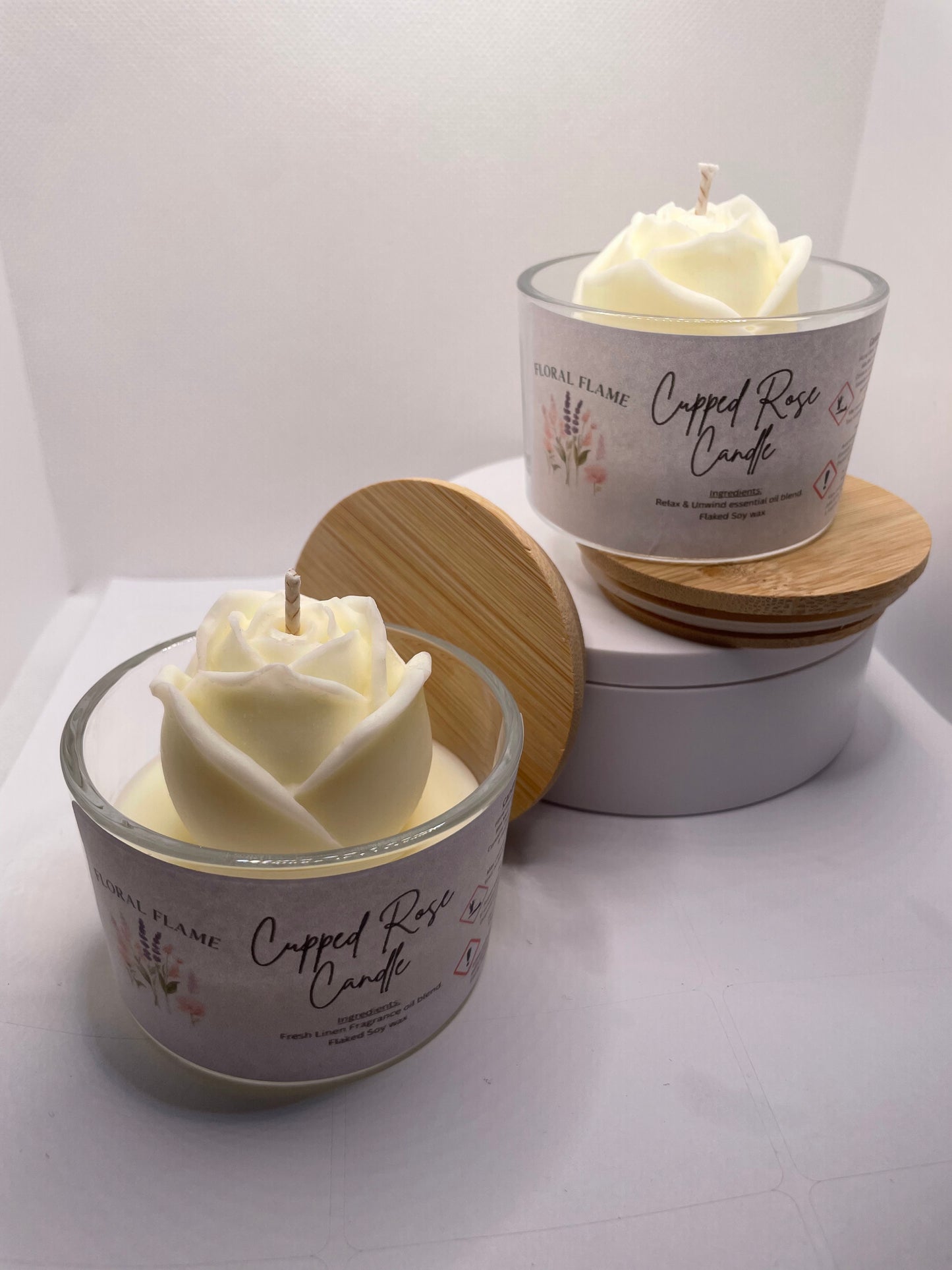 Cupped Rose Candle