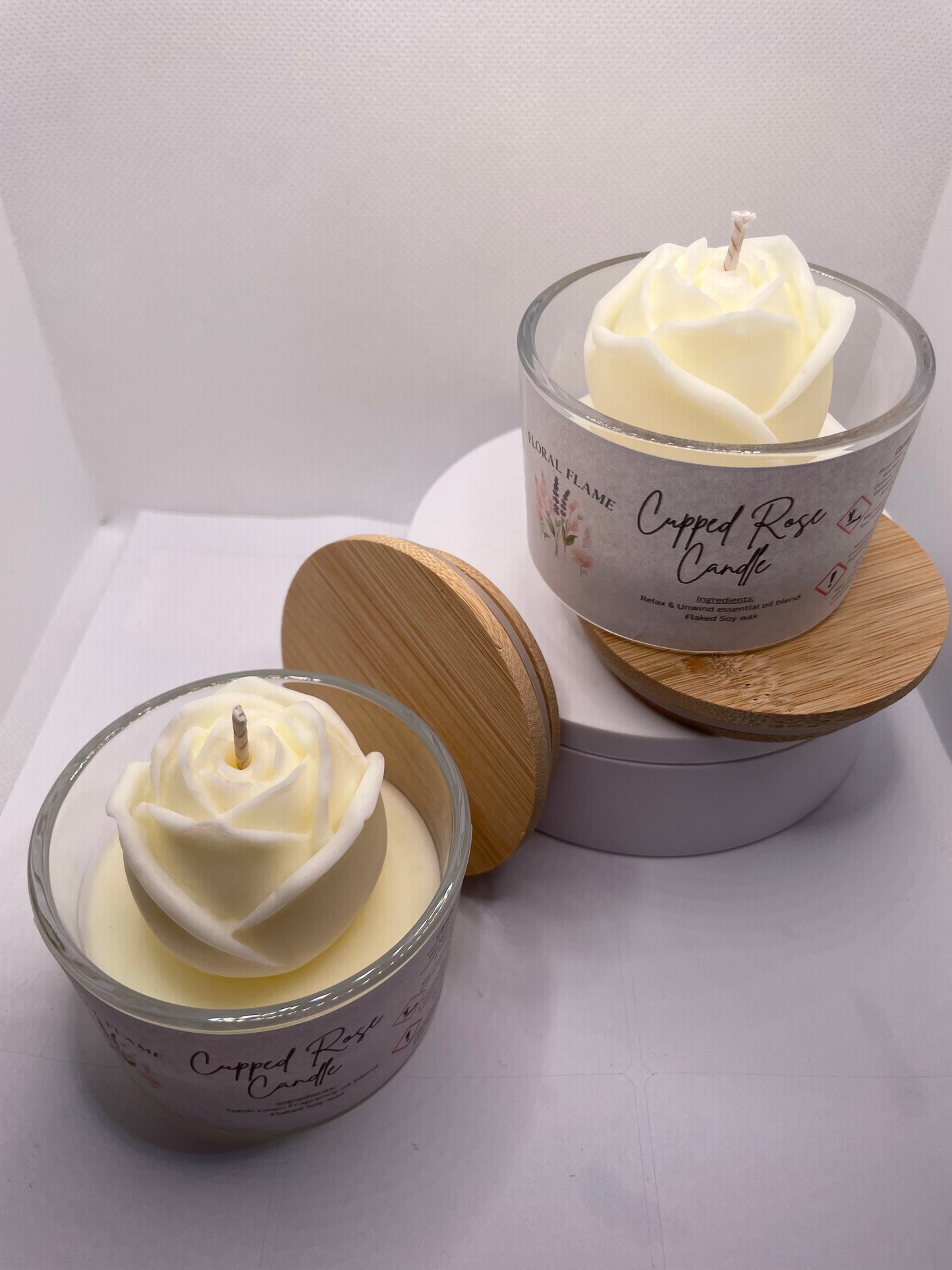 Cupped Rose Candle