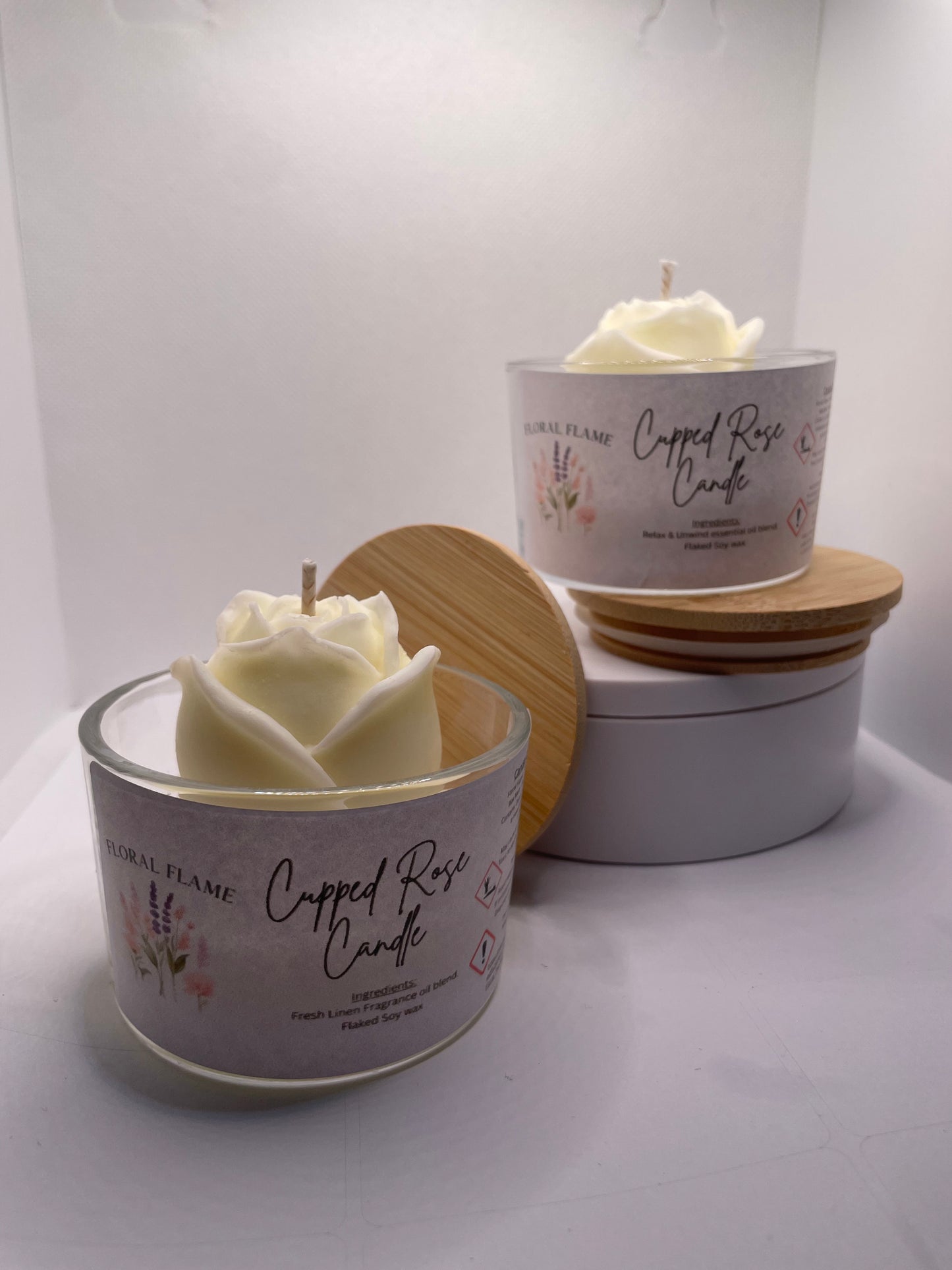 Cupped Rose Candle