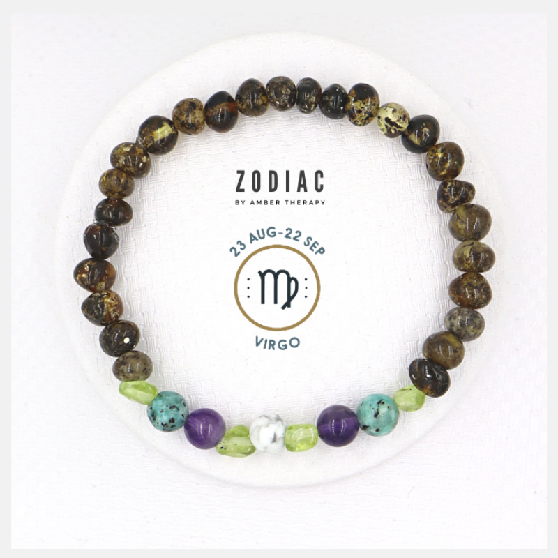 Virgo Crystal & Baltic Amber Bracelet | Zodiac Beaded Bracelet