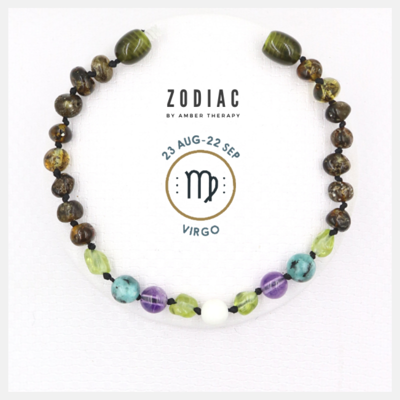 Virgo Crystal & Baltic Amber Bracelet | Zodiac Beaded Bracelet