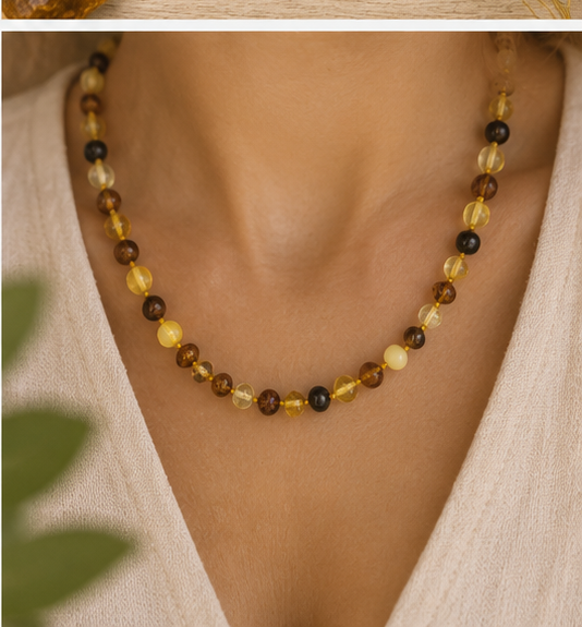 Multi Amber Necklace | Genuine Baltic Amber Necklace | Multi-Colour
