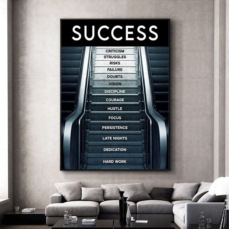 Motivational Success Staircase Poster | Inspirational Wall Art Print | Living Room & Bedroom Decor | Unframed